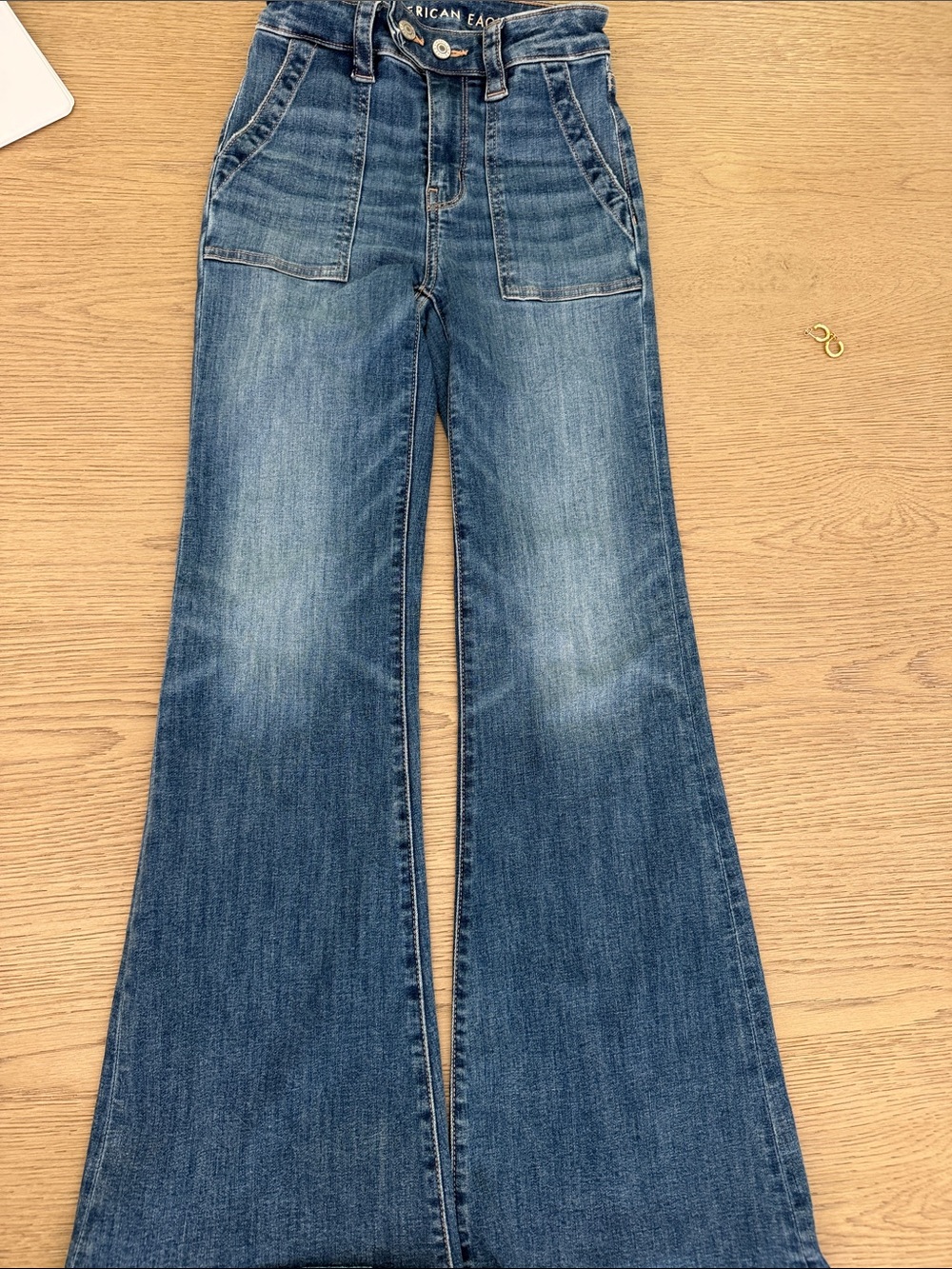American Eagle Outfitters Blue High-Rise Wide-Leg Jeans
